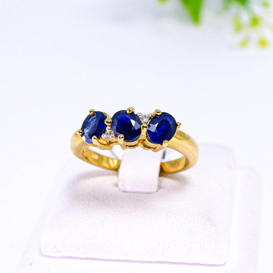 แหวนเงินแท้ 925 ฝังพลอย ไพลิน (Blue Sapphire) + เซอร์คอน (Zircon)