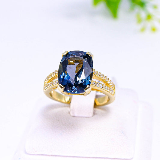 แหวนเงินแท้ 925 ฝังพลอย ลอนดอนบลูโทพาส (London Blue Topaz) + เซอร์คอน (Zircon)