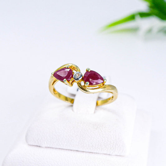 แหวนเงินแท้ 925 ฝังพลอย ทับทิม (Ruby) + เซอร์คอน (Zircon)