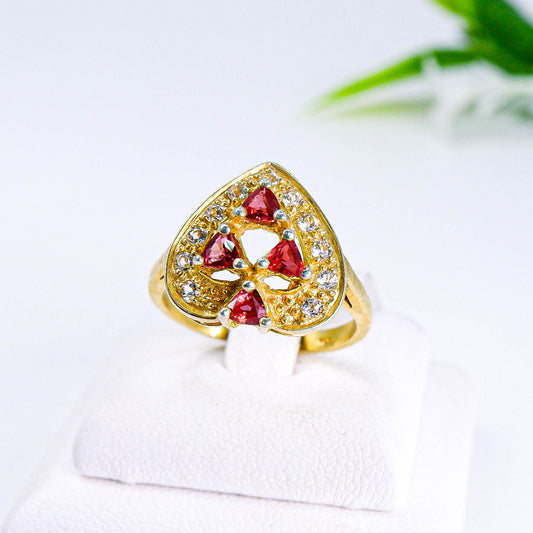 แหวนเงินแท้ 925 ฝังพลอย แทนซาเนียรูบี้ (Tanzania Ruby) + โทพาส (Topaz)