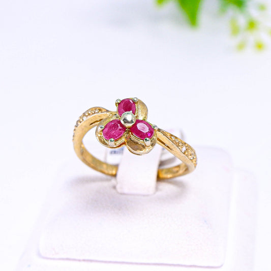 แหวนเงินแท้ 925 ฝังพลอย ทับทิม (Ruby) + โทพาส (Topaz)