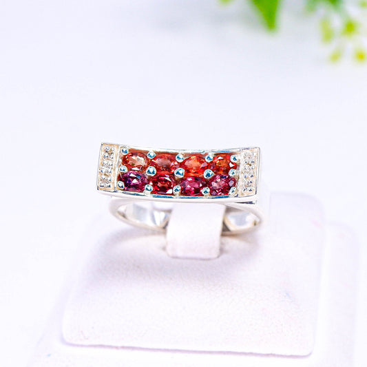 แหวนเงินแท้ 925 ฝังพลอย แฟนซีแซฟไฟร์ (Fancy Sapphire) + เซอร์คอน (Zircon)