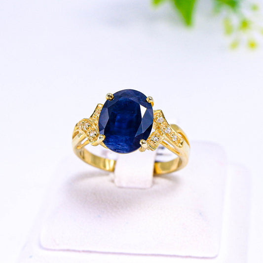 แหวนเงินแท้ 925 ฝังพลอย ไพลิน (Blue Sapphire) + เซอร์คอน (Zircon)