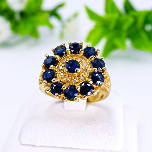 แหวนเงินแท้ 925 ฝังพลอย ไพลิน (Blue Sapphire) + ไวท์โทพาส (whitetopaz)