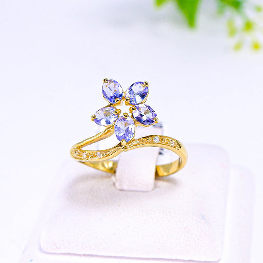 แหวนเงินแท้ 925 ฝังพลอย แทนซาไนท์ (Tanzanite) + เซอร์คอน (Zircon)