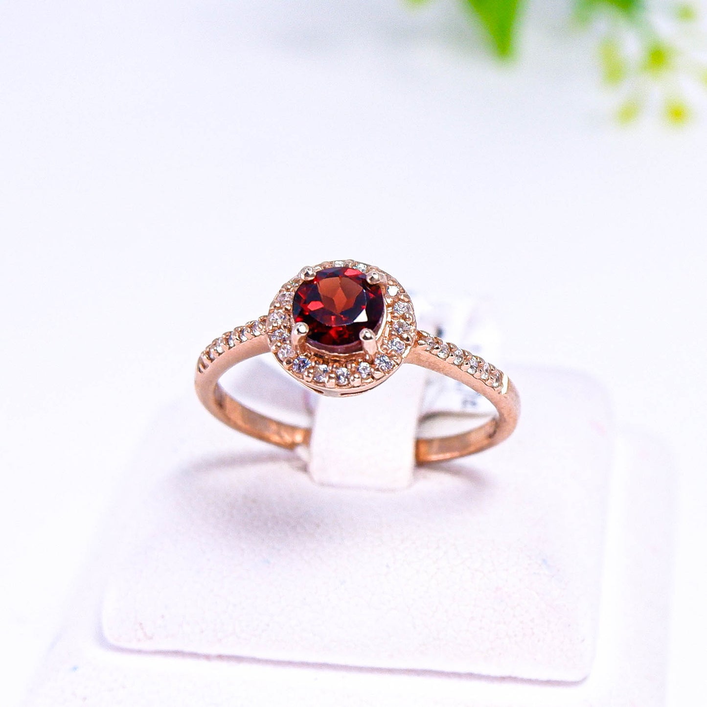 แหวนเงินแท้ 925 ฝังพลอย โกเมน (Garnet) + เซอร์คอน (Zircon)
