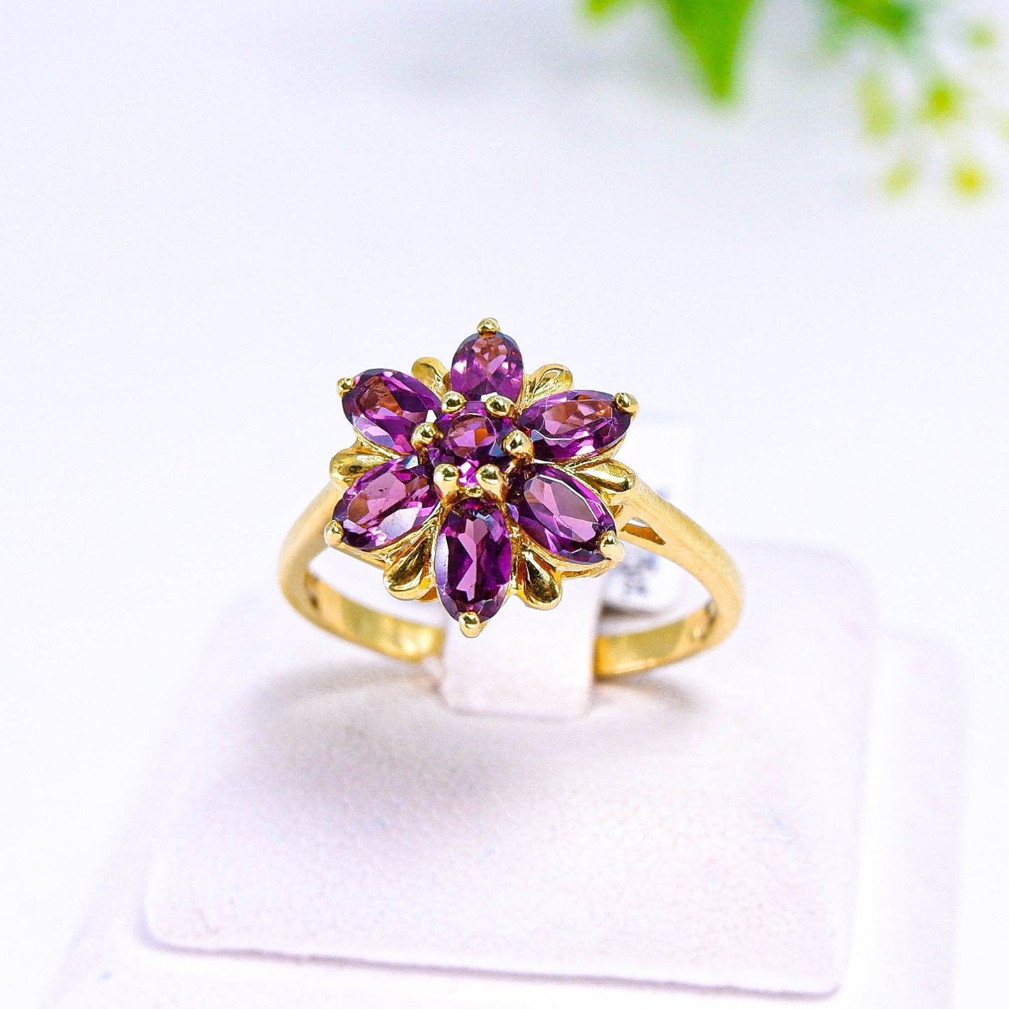 แหวนเงินแท้ 925 ฝังพลอย โรโดไลท์ (Rhodolite)