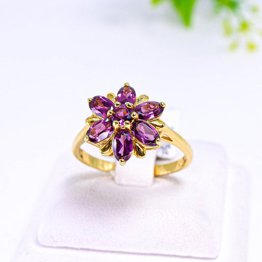 แหวนเงินแท้ 925 ฝังพลอย โรโดไลท์ (Rhodolite)