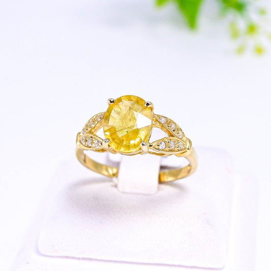 แหวนเงินแท้ 925 ฝังพลอย บุษราคัม (Yellow Sapphire) + เซอร์คอน (Zircon)