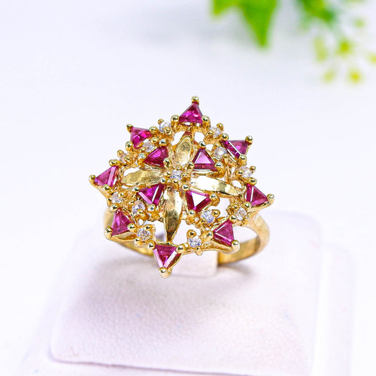 แหวนเงินแท้ 925 ฝังพลอย ทับทิม (Ruby) + เซอร์คอน (Zircon)