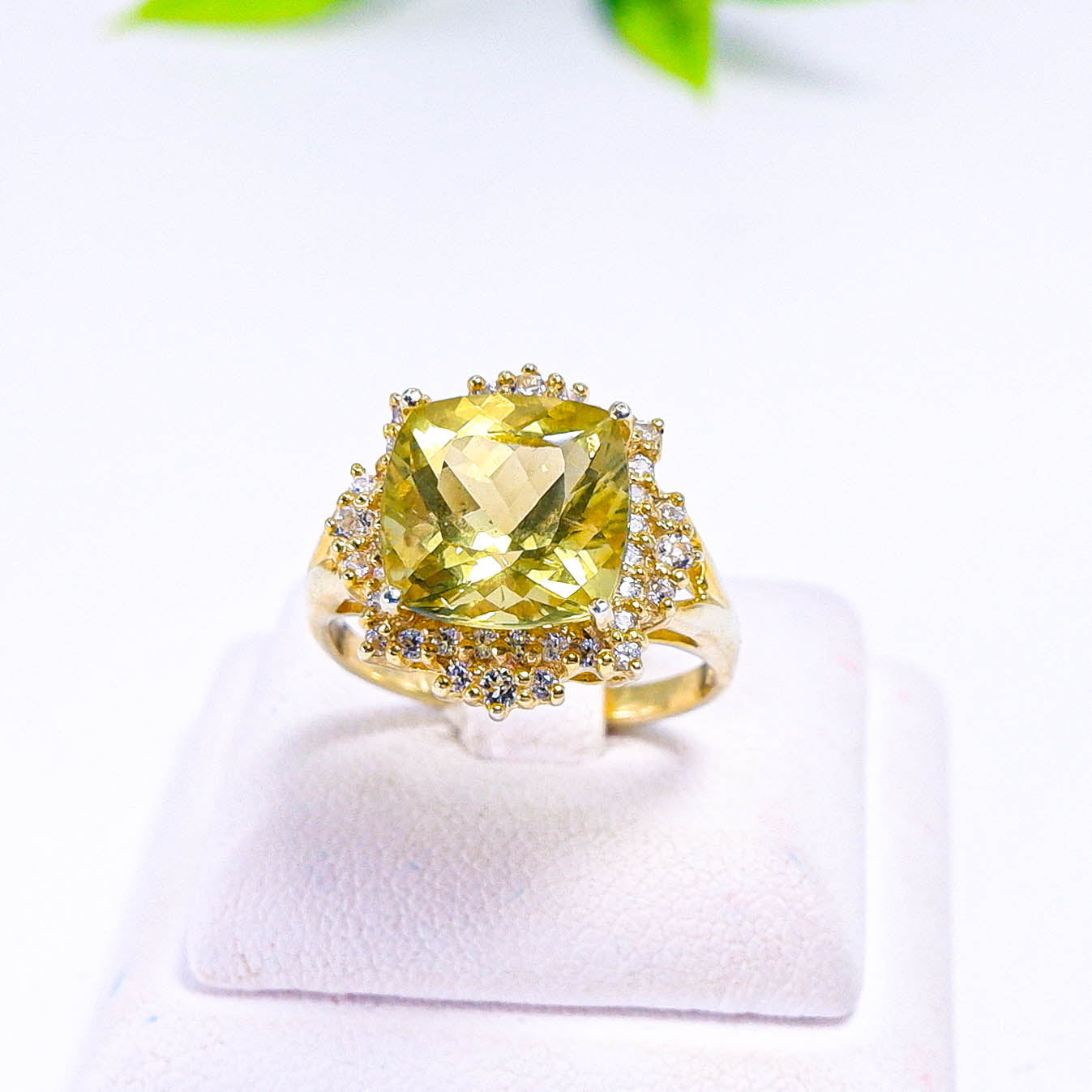 แหวนเงินแท้ 925 ฝังพลอย เลมอนควอตซ์ (Lemon Quartz) + เซอร์คอน (Zircon)
