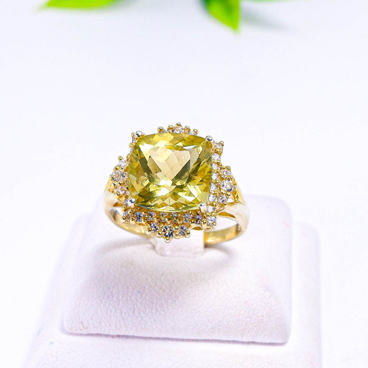 แหวนเงินแท้ 925 ฝังพลอย เลมอนควอตซ์ (Lemon Quartz) + เซอร์คอน (Zircon)