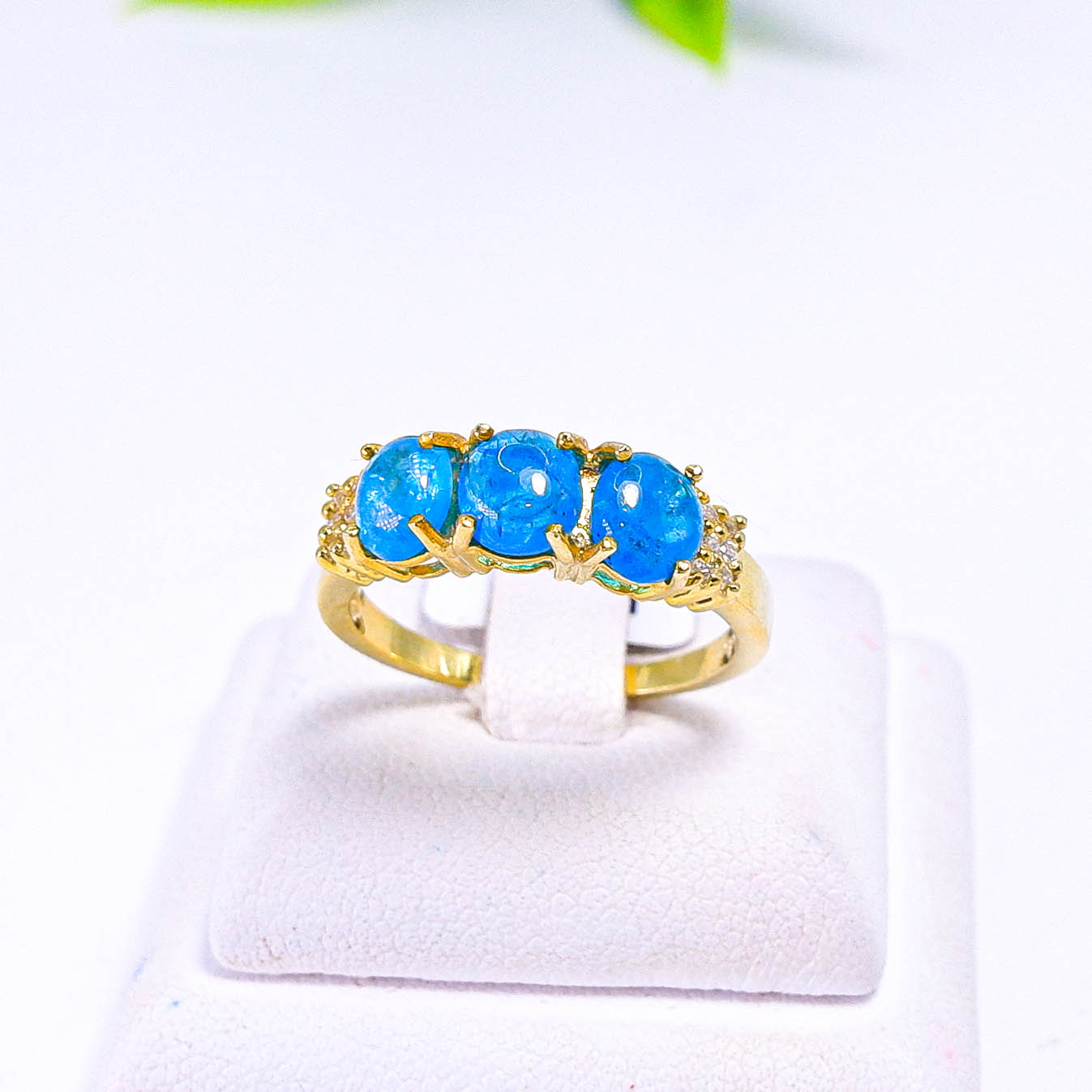 แหวนเงินแท้ 925 ฝังพลอย อะพาไทต์ (Apatite) + เซอร์คอน (Zircon)