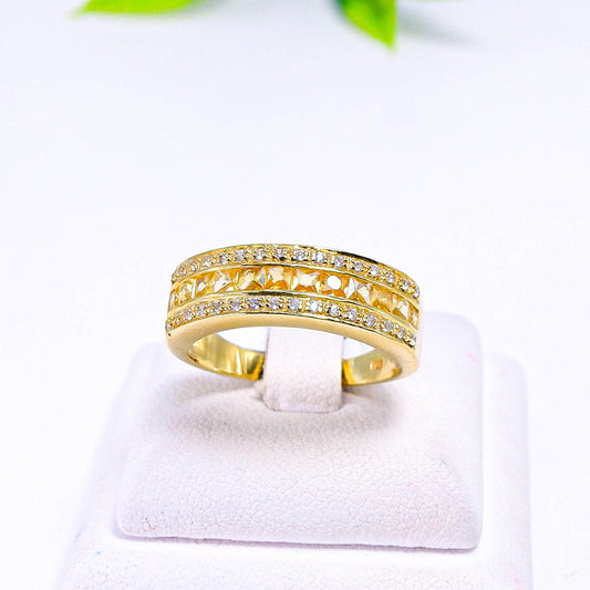 แหวนเงินแท้ 925 ฝังพลอย บุษราคัม (Yellow Sapphire) + เซอร์คอน (Zircon)