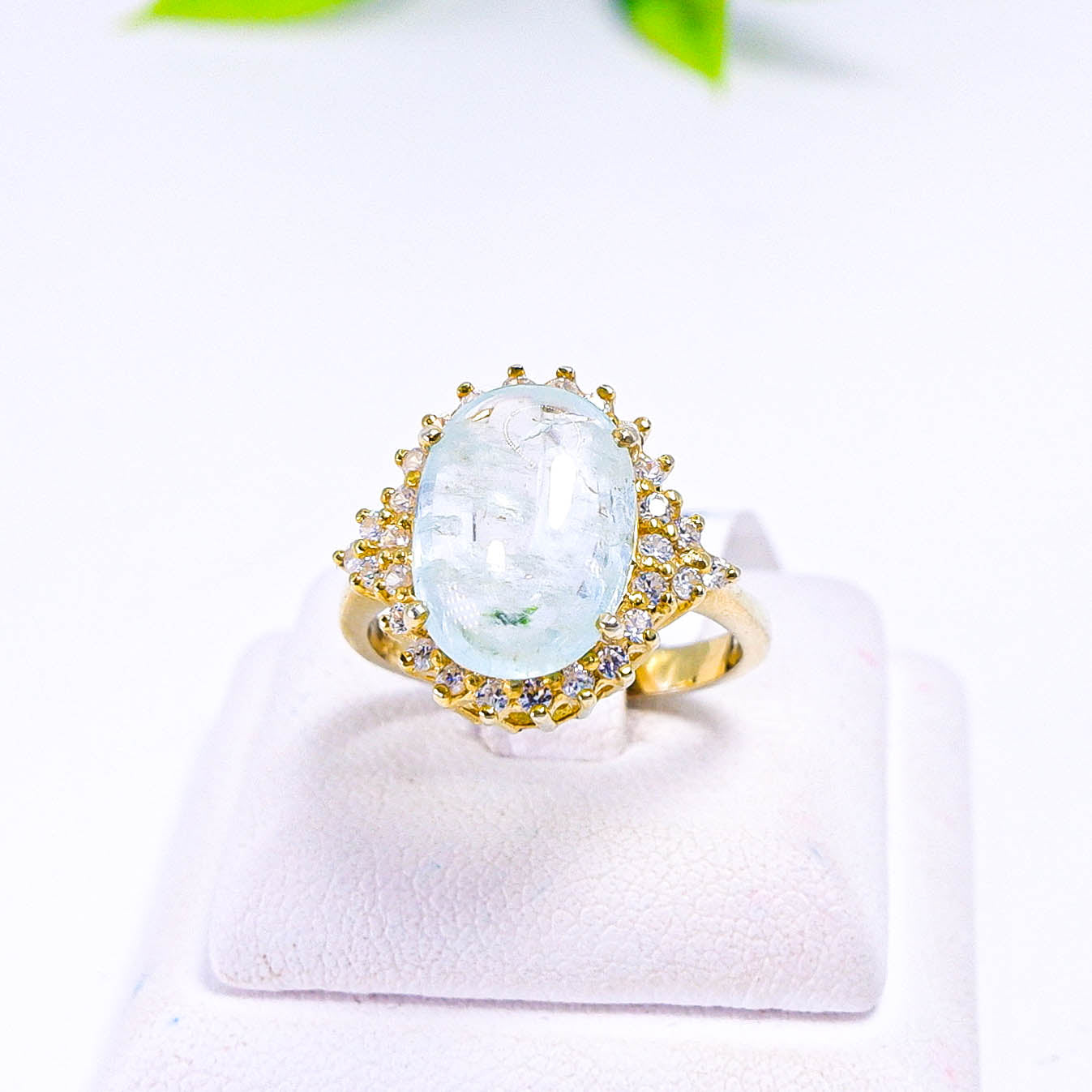 แหวนเงินแท้ 925 ฝังพลอย อความารีน (Aqua marin) + เซอร์คอน (Zircon)