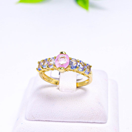 แหวนเงินแท้ 925 ฝังพลอย แซฟไฟร์เวียดนาม (Vietnam Sapphire) + แทนซาไนท์ (Tanzanite)