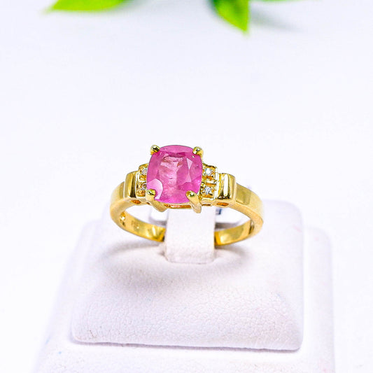 แหวนเงินแท้ 925 ฝังพลอย ทับทิมแทนซาเนีย (Tanzanian Ruby) + เซอร์คอน (Zircon)