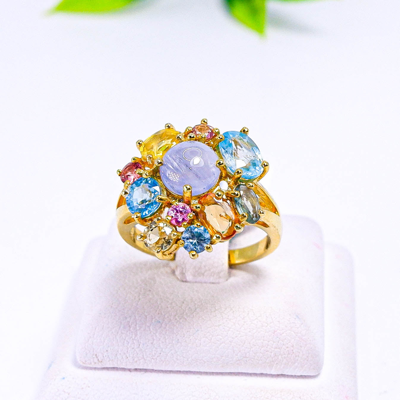แหวนเงินแท้ 925 ฝังพลอย ไพลิน (Blue Sapphire)+เพทายฟ้า (Blue Zircon)+แฟนซีแซฟไฟร์ (Fancy Sapphire)
