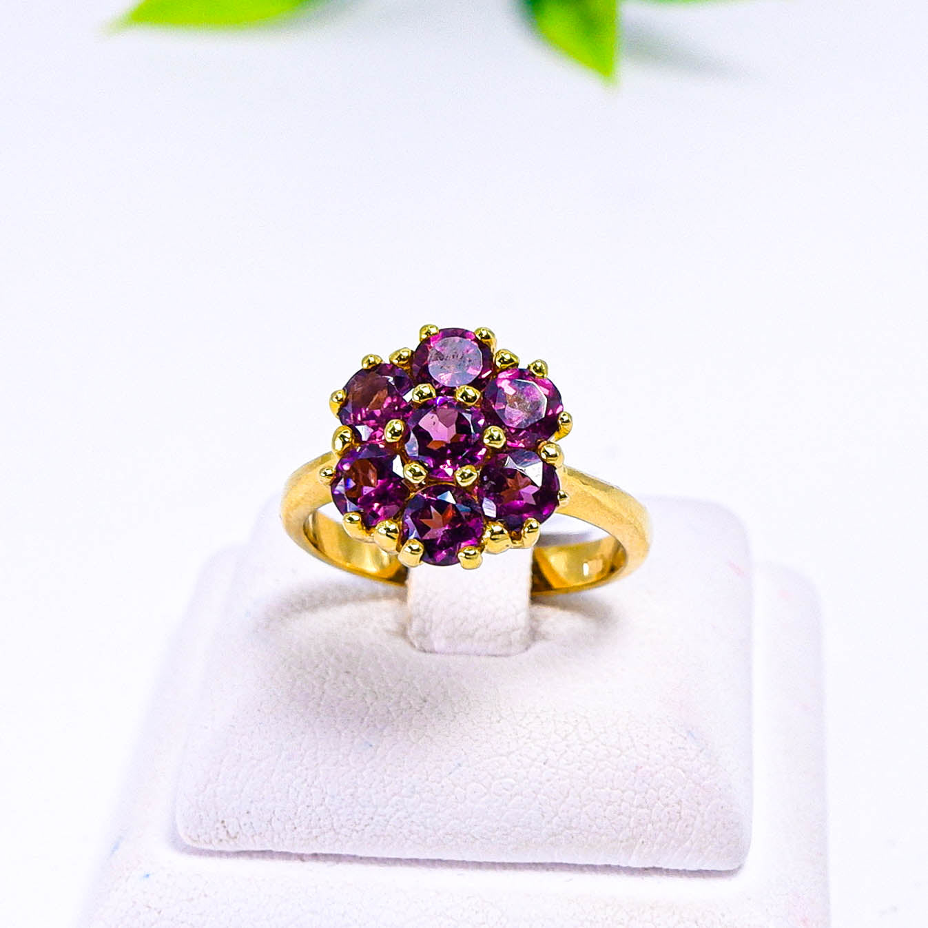 แหวนเงินแท้ 925 ฝังพลอย โรโดไลท์ (Rhodolite)