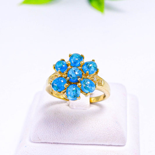 แหวนเงินแท้ 925 ฝังพลอย อะพาไทต์ (Apatite) + เซอร์คอน (Zircon)