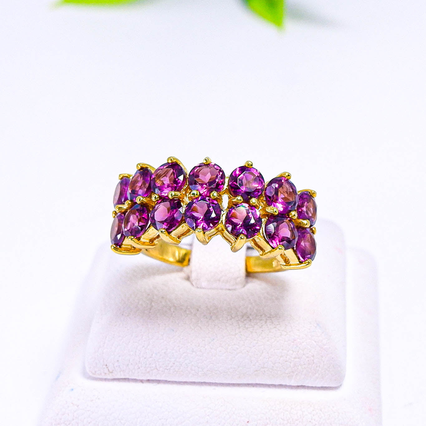 แหวนเงินแท้ 925 ฝังพลอย โรโดไลท์ (Rhodolite)