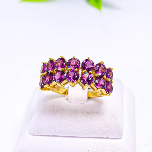 แหวนเงินแท้ 925 ฝังพลอย โรโดไลท์ (Rhodolite)