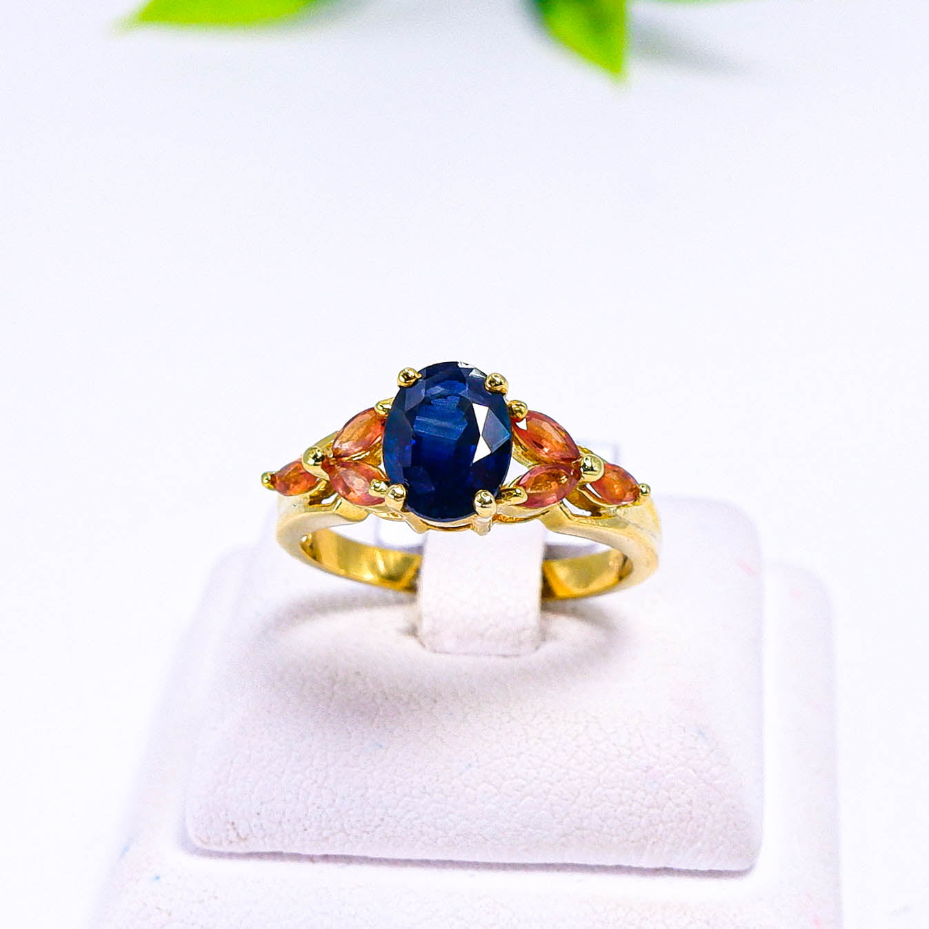 แหวนเงินแท้ 925 ฝังพลอย ไพลิน (Blue Sapphire) + แซฟไฟร์ (Sapphire)