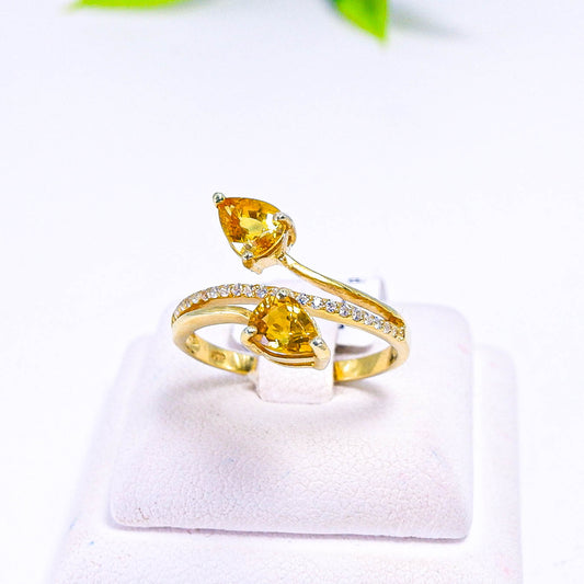 แหวนเงินแท้ 925 ฝังพลอย บุษราคัม (Yellow Sapphire) + เซอร์คอน (Zircon)