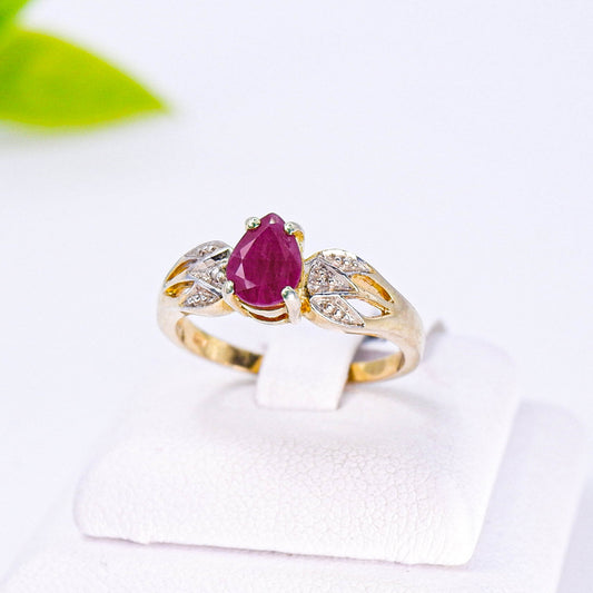 แหวนเงินแท้ 925 ฝังพลอย ทับทิม (Ruby) + ไวท์โทพาส (whitetopaz)