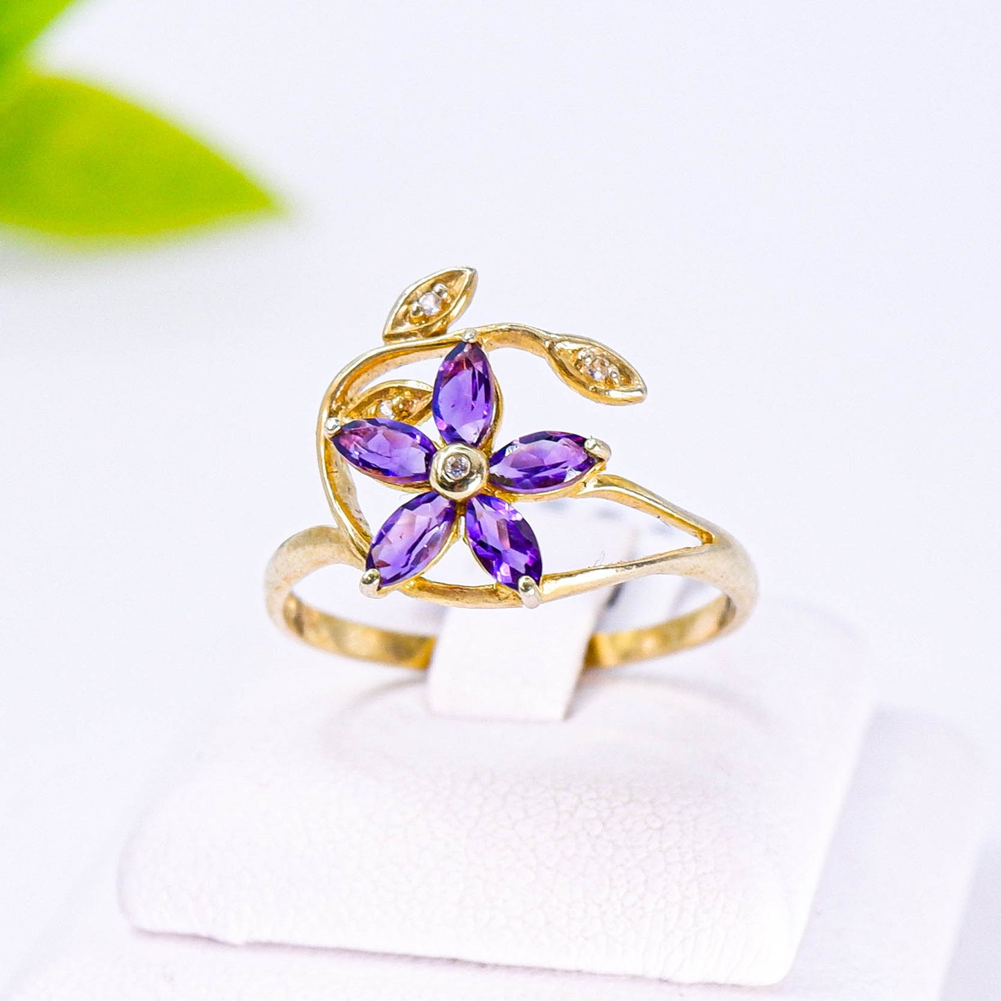 แหวนเงินแท้ 925 ฝังพลอย อเมทิส (Amethyst) + ไวท์โทพาส (whitetopaz)