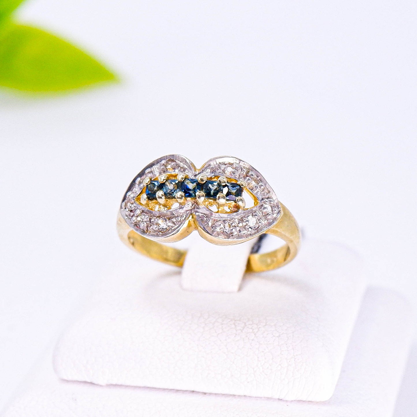 แหวนเงินแท้ 925 ฝังพลอย ไพลิน (Blue Sapphire) + ไวท์โทพาส (whitetopaz)