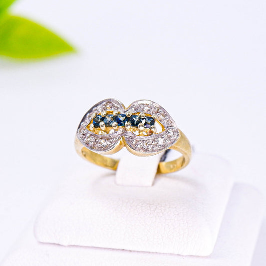 แหวนเงินแท้ 925 ฝังพลอย ไพลิน (Blue Sapphire) + ไวท์โทพาส (whitetopaz)