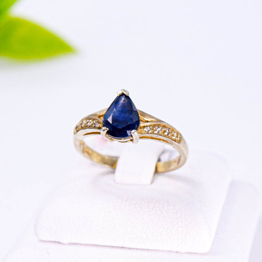 แหวนเงินแท้ 925 ฝังพลอย ไพลิน (Blue Sapphire) + โทพาส (Topaz)