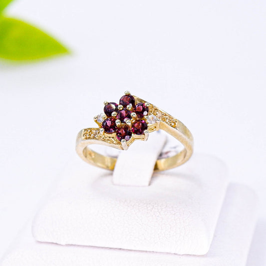 แหวนเงินแท้ 925 ฝังพลอย โรโดไลท์(Rhodolite)+เซอร์คอน(Zircon)+ไวท์โทพาส(whitetopaz)