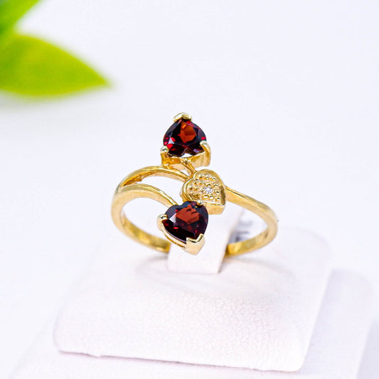 แหวนเงินแท้ 925 ฝังพลอย โกเมน (Garnet) + เซอร์คอน (Zircon)