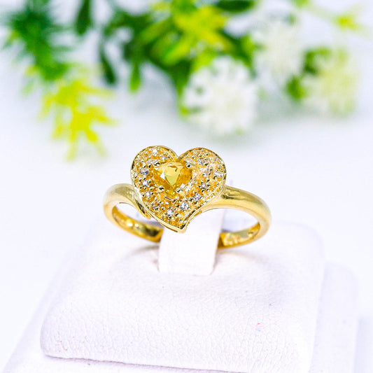 แหวนเงินแท้ 925 ฝังพลอย บุษราคัม (Yellow Sapphire) + ไวท์โทพาส (whitetopaz)