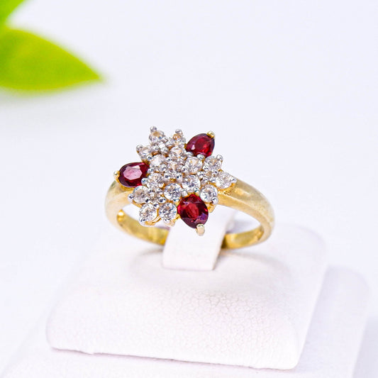 แหวนเงินแท้ 925 ฝังพลอย เรดสปิเนล (Red Spinel) + เซอร์คอน (Zircon)