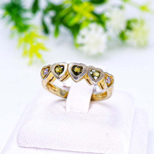 แหวนเงินแท้ 925 ฝังพลอย เขียวส่อง (green Sapphire) + แทนซาไนท์ (Tanzanite)