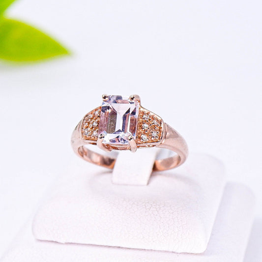 แหวนเงินแท้ 925 ฝังพลอย อเมทิส (Amethyst) + เซอร์คอน (whitetopaz)
