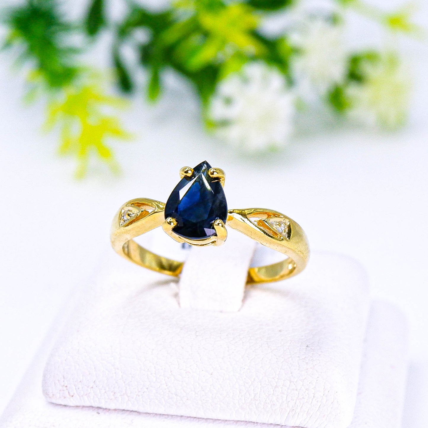 แหวนเงินแท้ 925 ฝังพลอย ไพลิน (Blue Sapphire) + เซอร์คอน (Zircon)