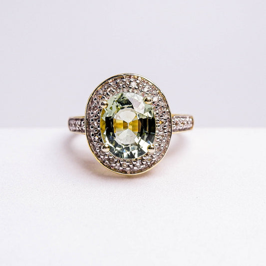 แหวนเงินแท้ 925 ฝังพลอย ทัวร์มาลีน (Tourmaline) + ไวท์โทพาส (whitetopaz)