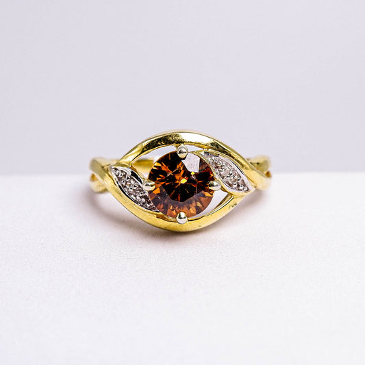 แหวนเงินแท้ 925 ฝังพลอย เพทาย (ดิบ) (Zircon)(Unheated) + เซอร์คอน (Zircon)