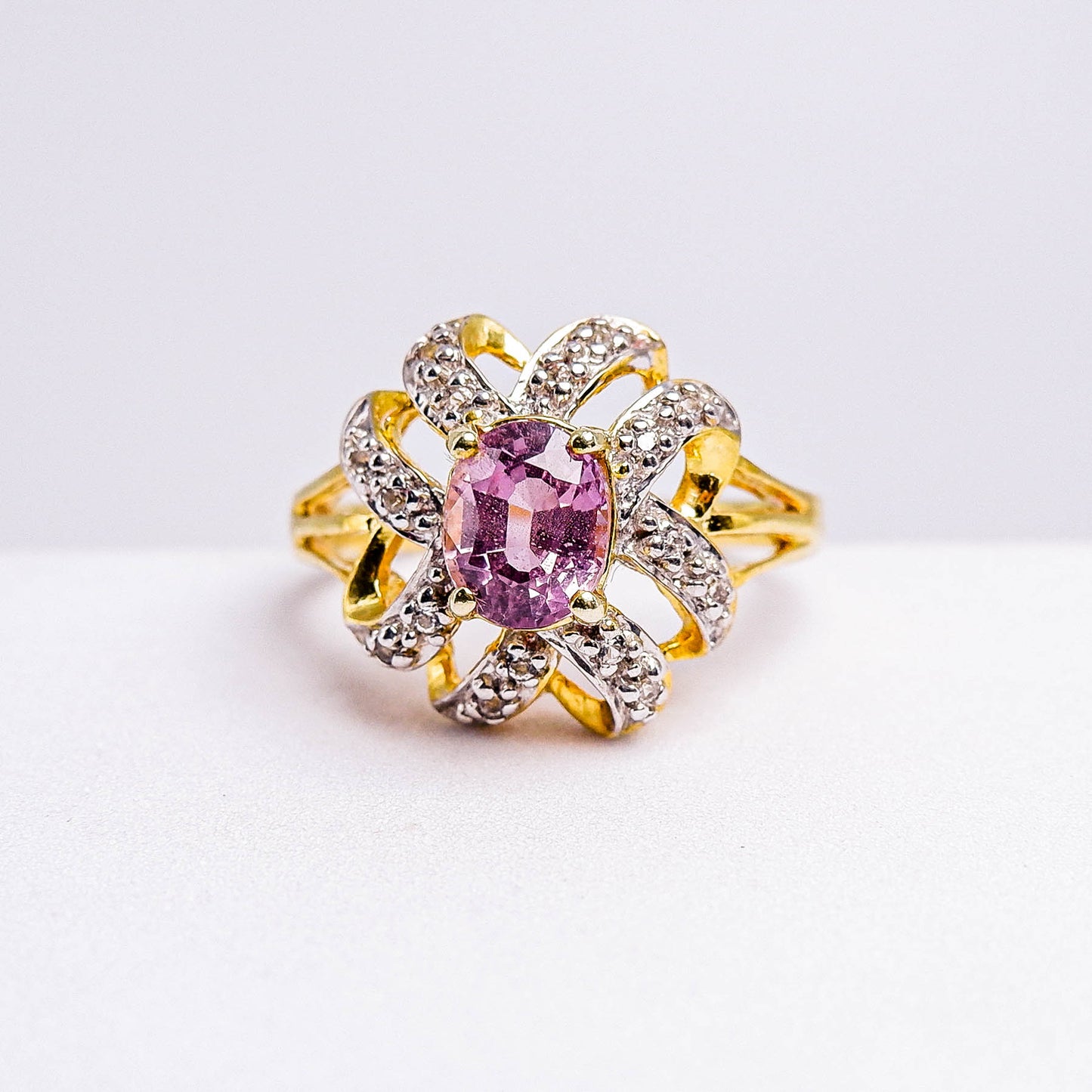 แหวนเงินแท้ 925 ฝังพลอย ทัวร์มาลีน (Tourmaline) + ไวท์โทพาส (whitetopaz)