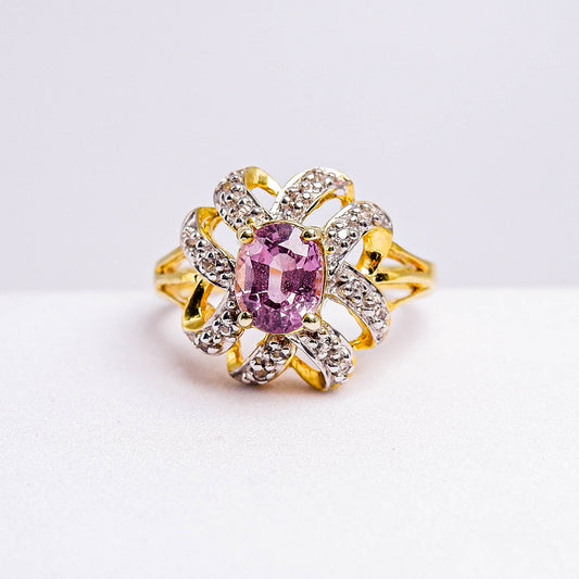 แหวนเงินแท้ 925 ฝังพลอย ทัวร์มาลีน (Tourmaline) + ไวท์โทพาส (whitetopaz)