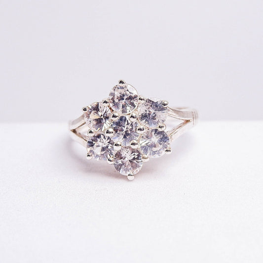 แหวนเงินแท้ 925 ฝังพลอย เพทายขาว (White Zircon)