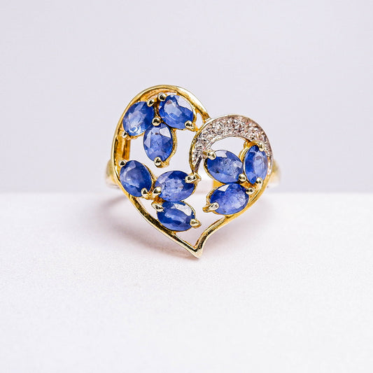 แหวนเงินแท้ 925 ฝังพลอย ไพลิน (Blue Sapphire) + ไวท์โทพาส (whitetopaz)