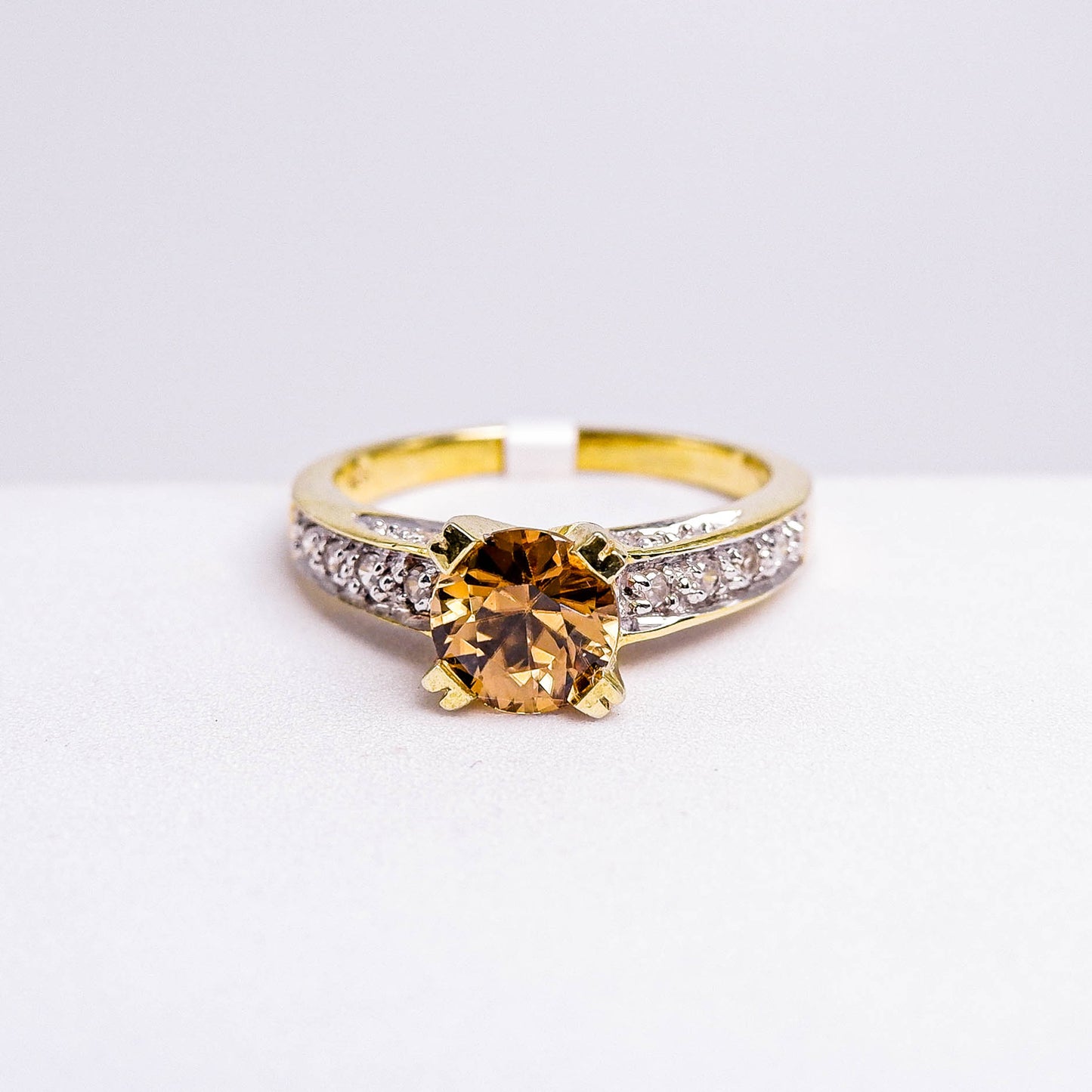แหวนเงินแท้ 925 ฝังพลอย เพทาย (ดิบ)(Zircon)(Unheated) + เซอร์คอน (Zircon)