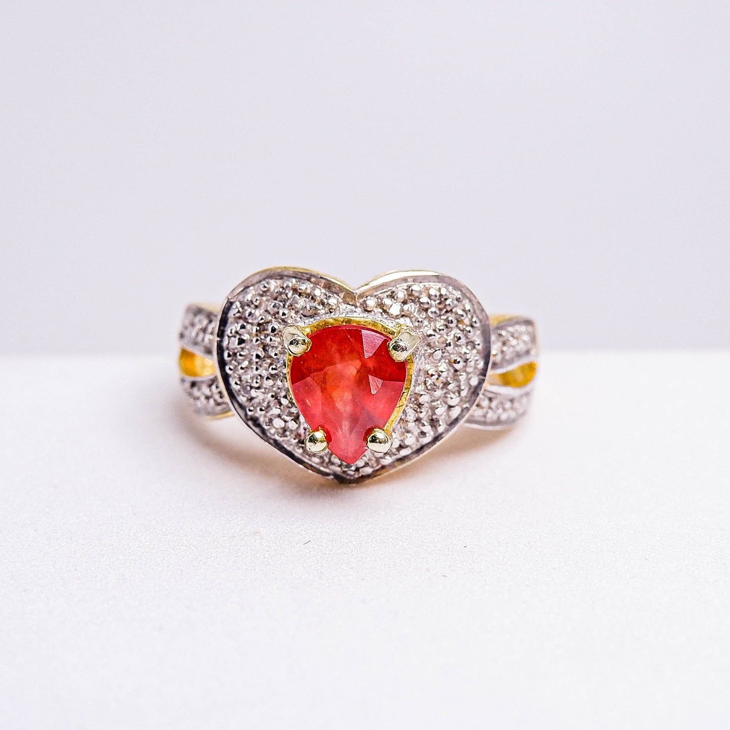 แหวนเงินแท้ 925 ฝังพลอย ออเรนจ์แซฟไฟร์ (Orange Sapphire) + เซอร์คอน (Zircon)