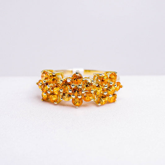 แหวนเงินแท้ 925 ฝังพลอย บุษราคัม (Yellow Sapphire)