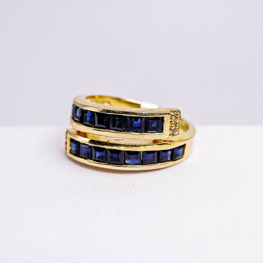 แหวนเงินแท้ 925 ฝังพลอย ไพลิน (Blue Sapphire) + ไวท์โทพาส (whitetopaz)